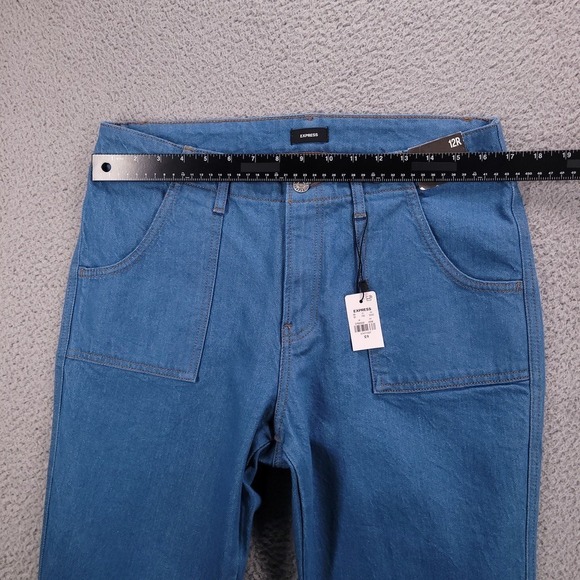 EXPRESS Jeans Size 12 70's Flare Mid Rise Blue Stretch Denim 32x33 NEW - Picture 8 of 13